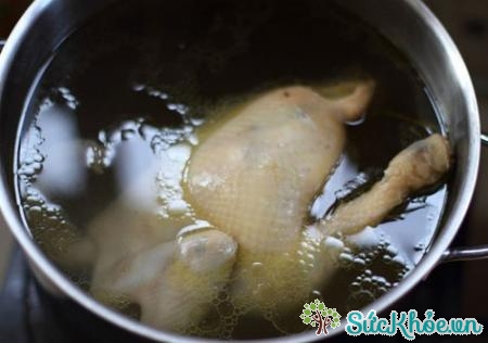 Luộc gà cho chín để lấy nước dùng làm súp gà
