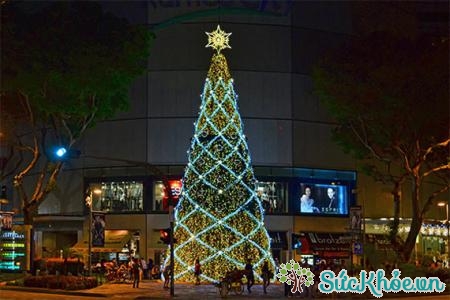 Cây thông độc đáo cao 20 m và có thể nhấp nháy theo nhạc - điểm thu hút tất cả mọi người khi đổ về Aeon Mall