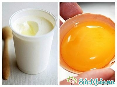 Lòng đỏ trứng gà kết hợp với sữa chua giúp mái tóc thêm chắc khỏe
