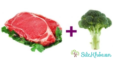 Kết hợp thịt bò giàu sắt và súp lơ xanh chứa nhiều vitamin C. Ảnh: Prevention