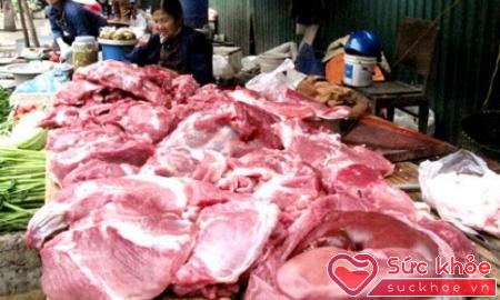 Thịt lợn bán tại chợ Việt Nam. Ảnh: Tuệ Minh.