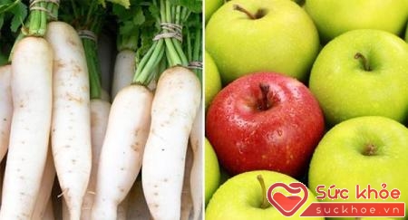 Củ cải trắng ăn chung với táo, lê dễ tăng nguy cơ mắc bướu cổ