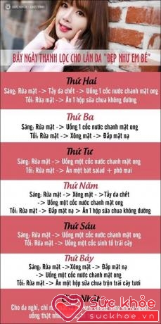 Lịch trình cụ thể để thanh lọc da trong 1 tuần