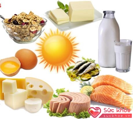 Vitamin D được cung cấp bằng sự tổng hợp qua da từ ánh nắng mặt trời và qua thực phẩm.