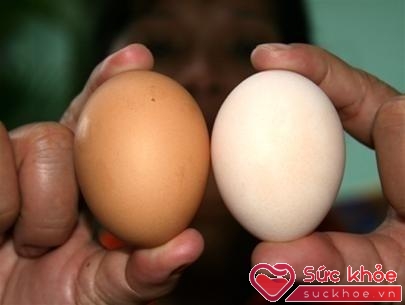 Trứng gà công nghiệp bị tẩy trắng thành trứng gà ta có màu trắng hơi phớt hồng