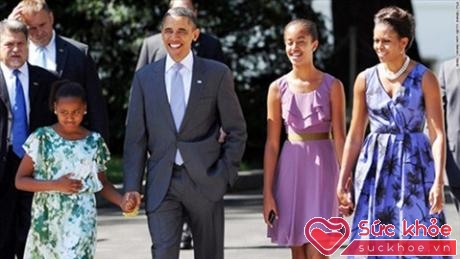 Cựu tổng thống Mỹ Barack Obama cùng gia đình