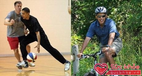 Bóng rổ, đạp xe đạp hay chạy bộ là những môn thể thao yêu thích của Tổng thống Obama để rèn luyện sức khỏe. Ảnh: Today.