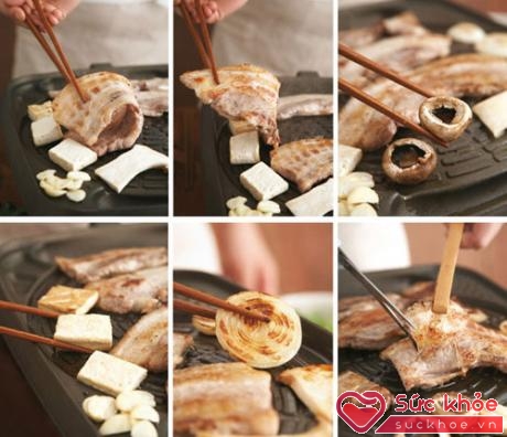 Samgyeopsal, món thịt lợn ba chỉ nướng, là lựa chọn đầu tiên để cả nhà hoặc cùng bạn bè tán chuyện, rũ bỏ bớt căng thẳng trong năm.
