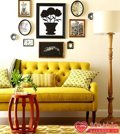 Vàng chanh và xanh lá là cặp đôi hoàn hảo trong thiết kế nội thất, đây cũng là mẫu phối kinh điển được các nhà thiết kế ưa chuộng.