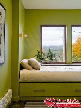 Cửa sổ giúp mang ánh sáng thiên nhiên tràn ngập căn phòng.