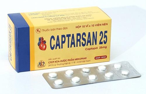 Captarsan 25 - Điều trị tăng huyết áp, suy tim, sau nhồi máu cơ tim