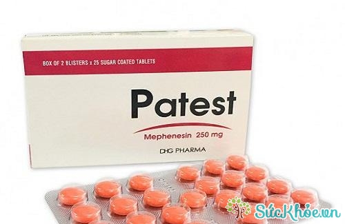 Patest chứa mephenesin là thuốc thư giãn cơ có tác dụng trung ương