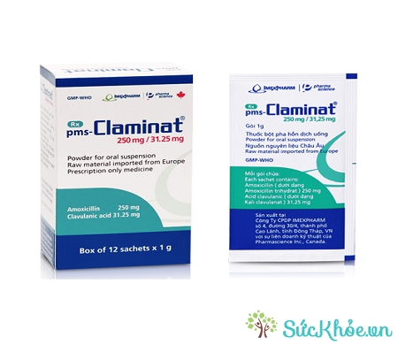 Thuốc pms-Claminat 250mg/31,25mg điều trị nhiễm khuẩn do vi khuẩn nhạy cảm