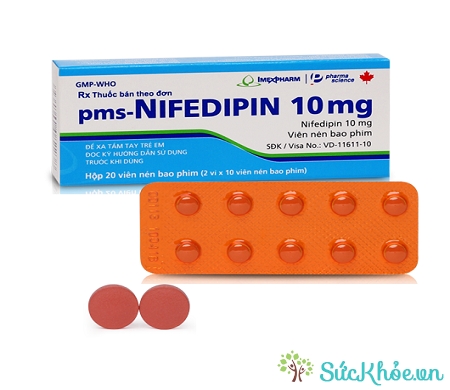 Thuốc pms-Nifedipin 10mg điều trị và dự phòng cơn đau thắt ngực